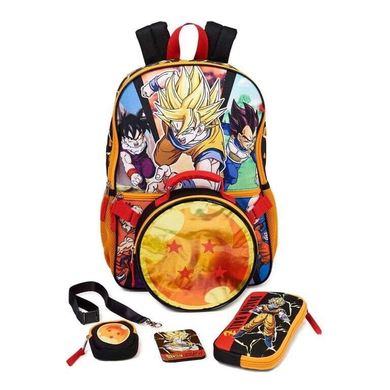 NEW* Dragon Ball Z Backpack Lunch box 5-Piece Set ANIME Lunch Bag