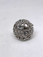 Silver Tone Crystal Domed Cocktail Ring Size 8