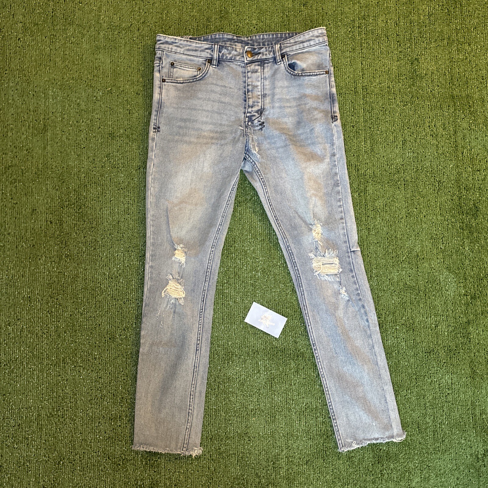 KSUBI RIPPED SKINNY MENS LIGHT BLUE JEANS 32 Gem