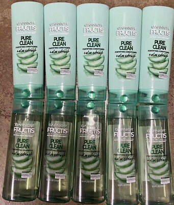 LOT (10)GARNIER FRUCTIS PURE CLEAN + ALOE EXTRACT FORTIFYING SHAMPOO/CONDITIONER