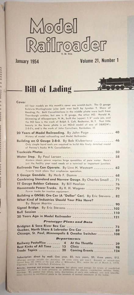 Model Railroader Magazine Models 20th anniversary issue Building Jan 1954 - Image 2 of 4