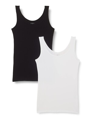 Iris and Lilly Damen Baumwollweste, 2er Pack, (schwarz und weiß) Größe 10.