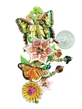 Vintage Huge Lunch At The Ritz  2GO Huge Springtime Bouquet Butterflies Brooch