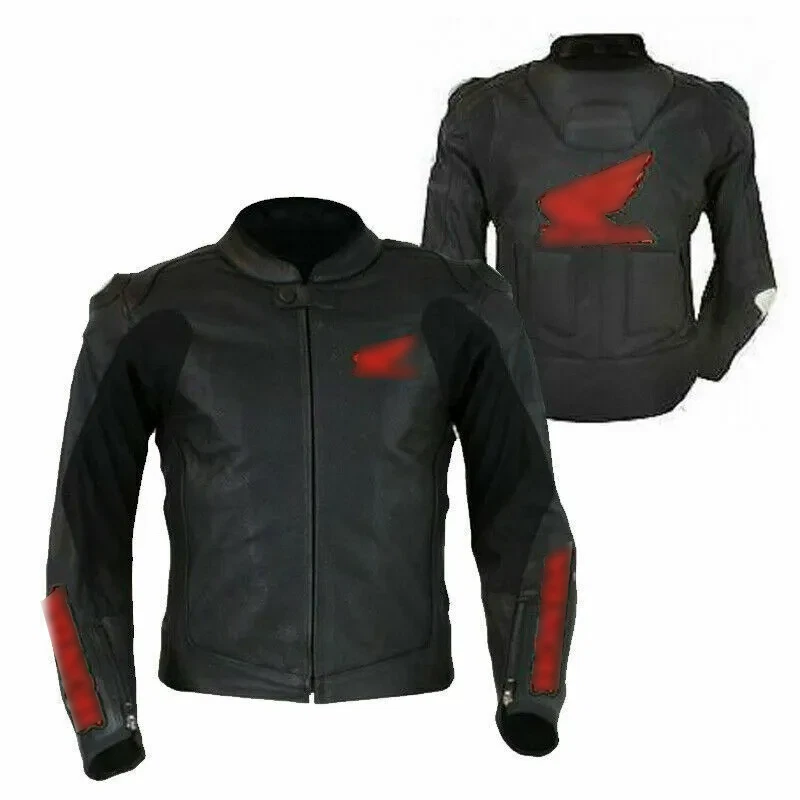 Handmade Mens Black Racer Leather Jacket Black Motorbike/Motorcycle Biker Blazer
