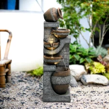 5-tiers Modern Eco-resin Outdoor Fountain Art Waterfall Indoor Office Home Decor