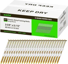 1000 Counts meite 2"-3" Framing Nails 21 Degree Ring Shank Galvanized Round Head