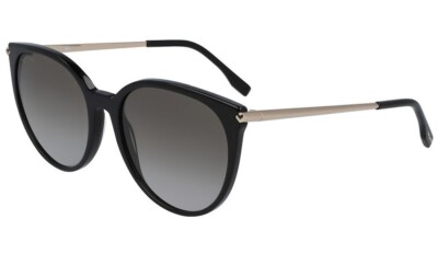 LACOSTE L928S 001 56MM BLACK GOLD WOMEN'S ROUND CAT EYE SUNGLASSES