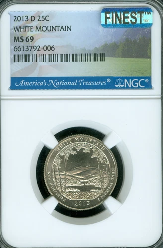 2013 D WHITE MOUNTAIN QUARTER NGC MS69 PQ MAC FINEST GRADE MAC SPOTLESS POP 3 .