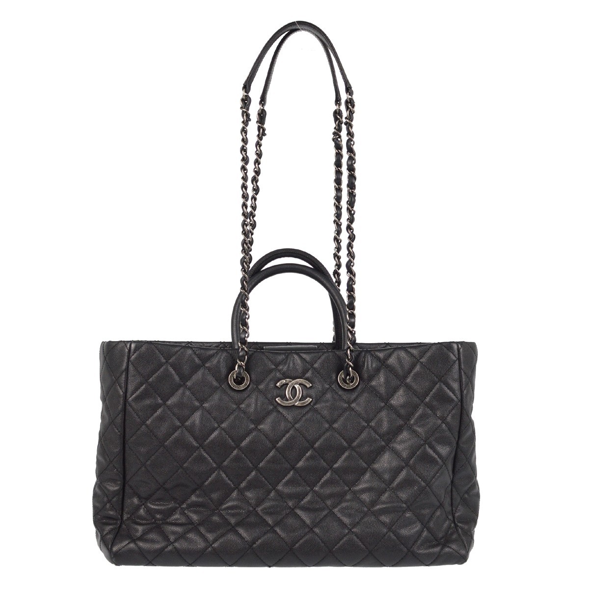 Chanel Black Calfskin Shopping Tote Handbag XX08110 Luxury Leather Purse
