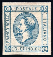 Italia Regno 1863 Effigie VEII cent 15 litografico 1° tipo ** MNH certificato