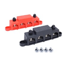 Red Black 5/16" 4 Stud Power Distribution Busbar Bus Bar With Cover Fast Ship