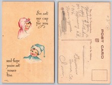 1916 "I've Set My Cap For You" Bamforth Baby Kids Birthday Postcard Iowa