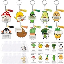 Positive Support Keychain Gift Set: Adorable Vegetable Animals Acrylic Keychains