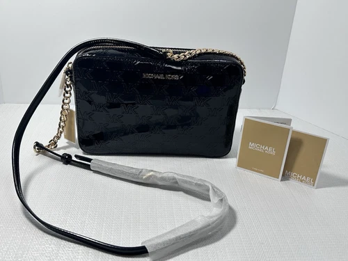 Borsa Michael Michael Kors grande jet set est ovest tracolla firma logo nera