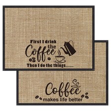2 Pcs 20 x 14 Inch Coffee Placemats for Countertop, Cute Style