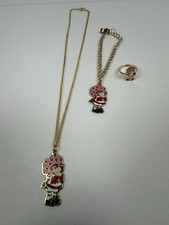 Vintage 1980 Strawberry Shortcake Jewelry Set Necklace Bracelet Ring AGC Taiwan