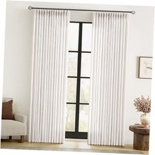 Pinch Pleated Thick Linen Curtains 96 Inches 40"W x 96"L Pack of 2 Natural