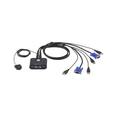 ATEN 2-Port USB Kabel KVM Switch mit Remote Port Selector Schwarz (CS22U)