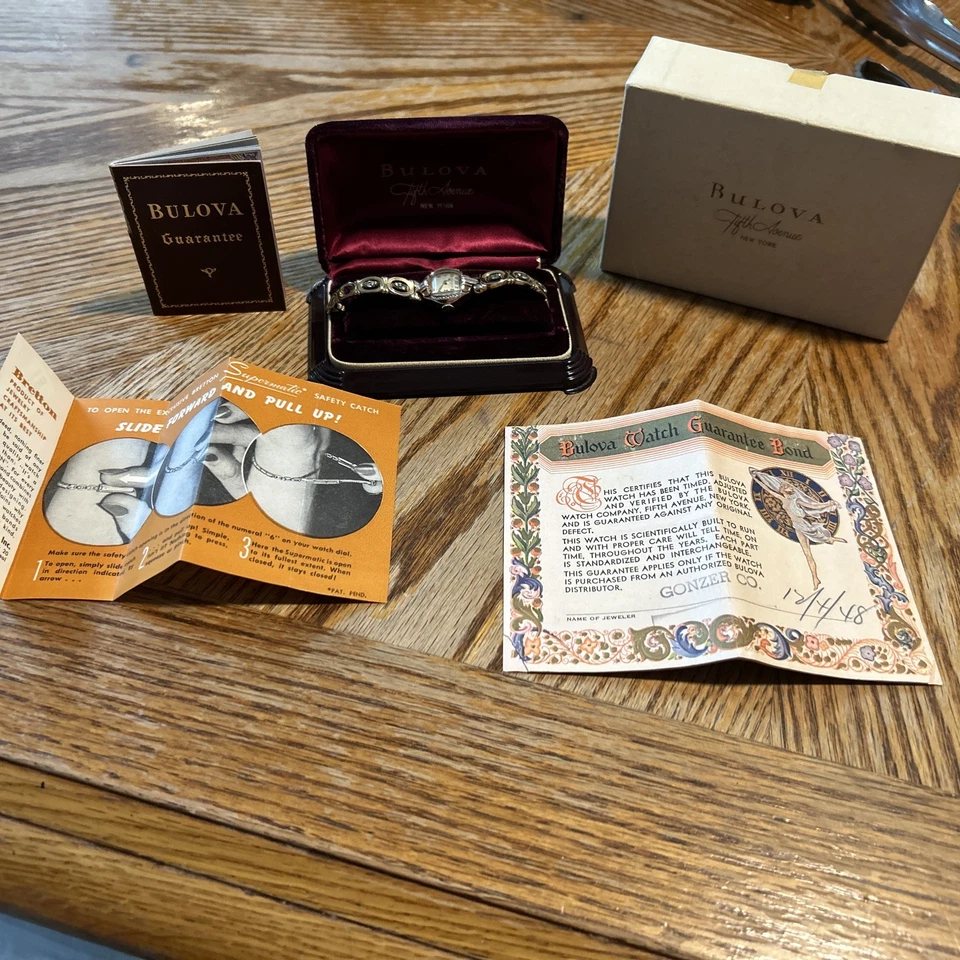 RELOJ PULSERA BULOVA 68K 17 JOYAS VINTAGE MUJER Mantiene el Tiempo Excelente 14k GF Foto 2 de 4