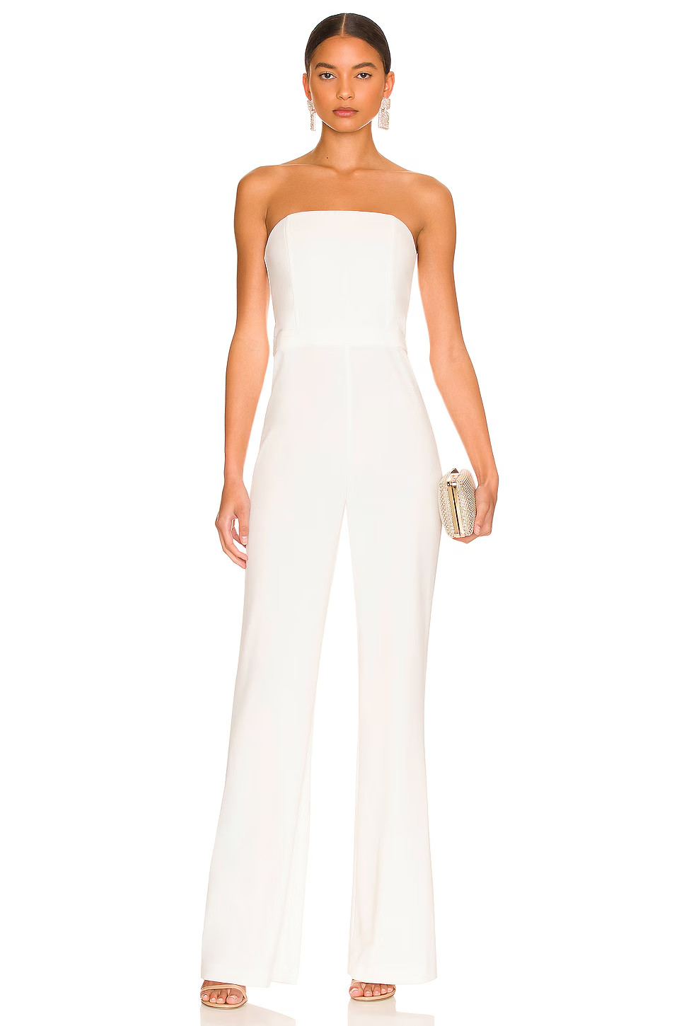 Alice & Olivia 'Lavera' Strapless Flare Jumpsuit White size 12