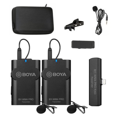 2x BOYA by-WM4 PRO-K4 drahtloses Lavalier-Mikrofon für iPhone iPad iOS-Geräte
