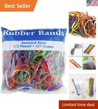 BAZIC Assorted Dimensions 227g/0.5 lbs. Rubber Bands, Multi Color