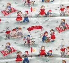 Vintage Cotton Fabric David Textiles Inc. 4th of July Picnic - 2 yds