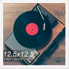 Wood Vinyl Record Frame for the Wall, Display 12.5X12.5 Album Cover and 12X12 LP