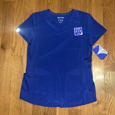 Womens Scrubstar Performance Fit Four Way Stretch Scrub Top Size Sm NWT Blue