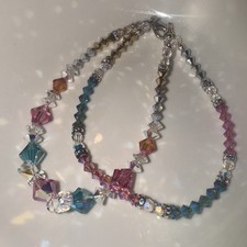 Swarovski Crystal Bicone Bracelet Rainbow AB Handcrafted Sterling Clasp