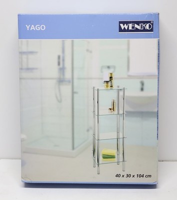 Wenko Yago Chrome and Glass Kitchen or Bath Corner Shelf