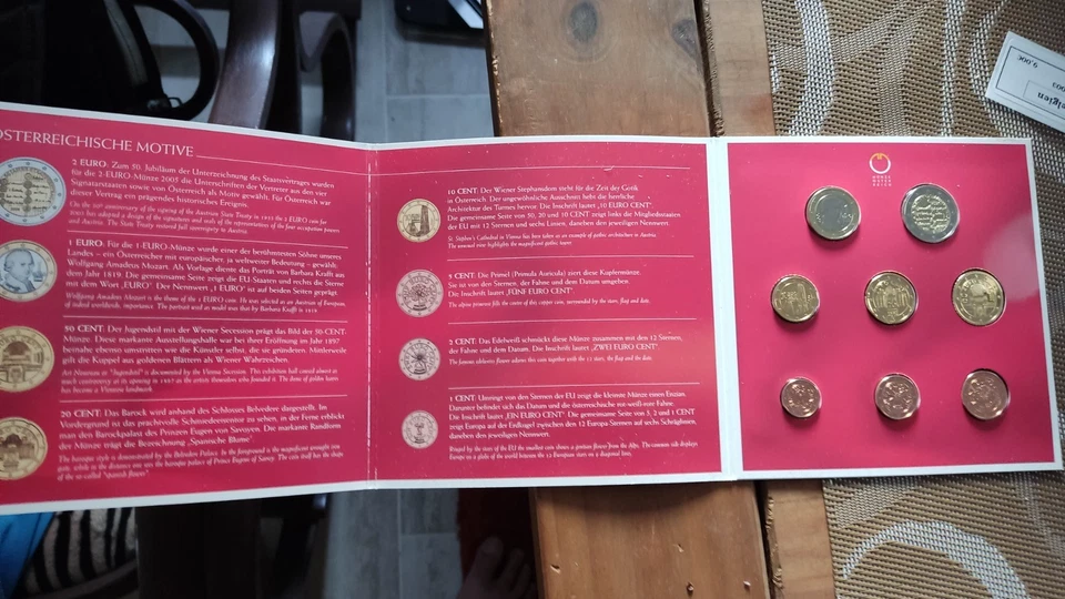 Österreich Austrian Kleinmünzensatz 1c-2€ Sondermuenze 2005 in Folder - Bild 2 von 3