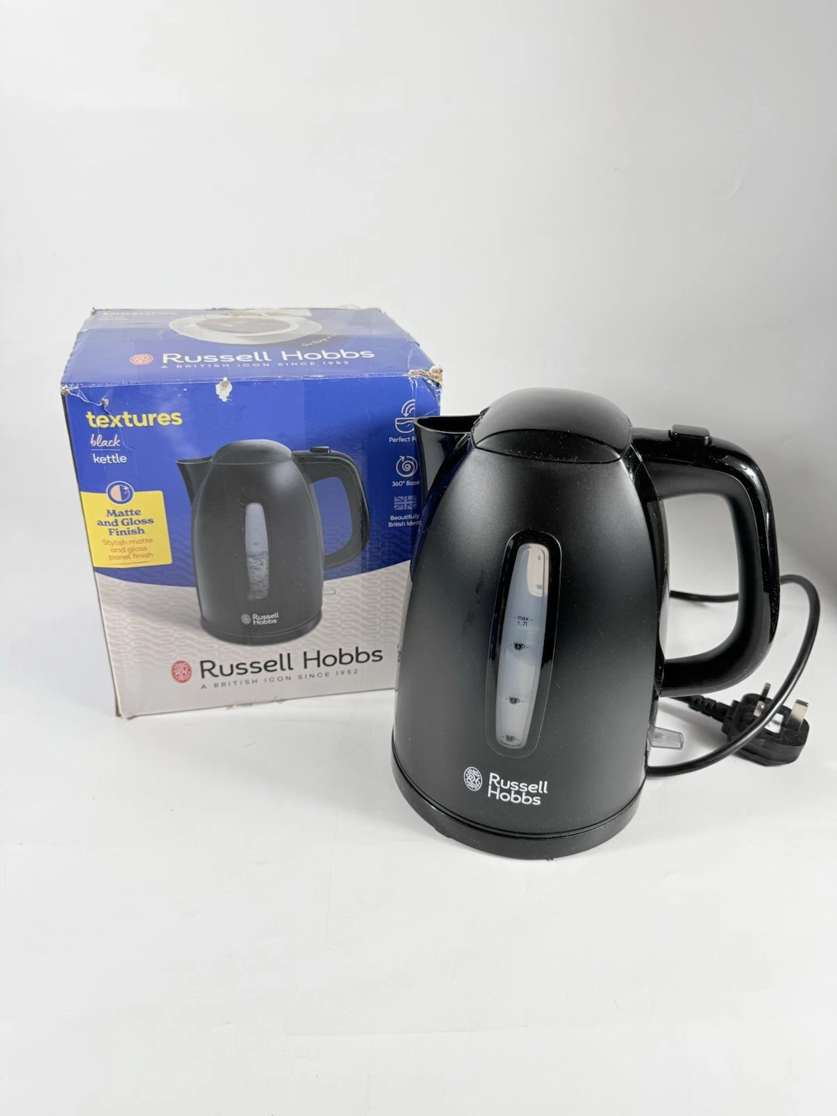 Russell Hobbs Textures Electric Kettle 1.7L Fast Boil, High Gloss & Matte Finish