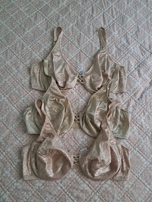 Lot Of 3 Vintage Vassarette 75-821 Second Skin Satin Bras Unlined Underwire 42C
