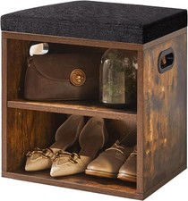 Shoe Storage Bench W/ Cushion 2 Tier Shoe Rack W/ Padded Seat Adjustable Shoe