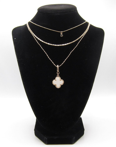 Layered Clover & Crystal 14k Gold Plated Necklace Fashion Jewelry