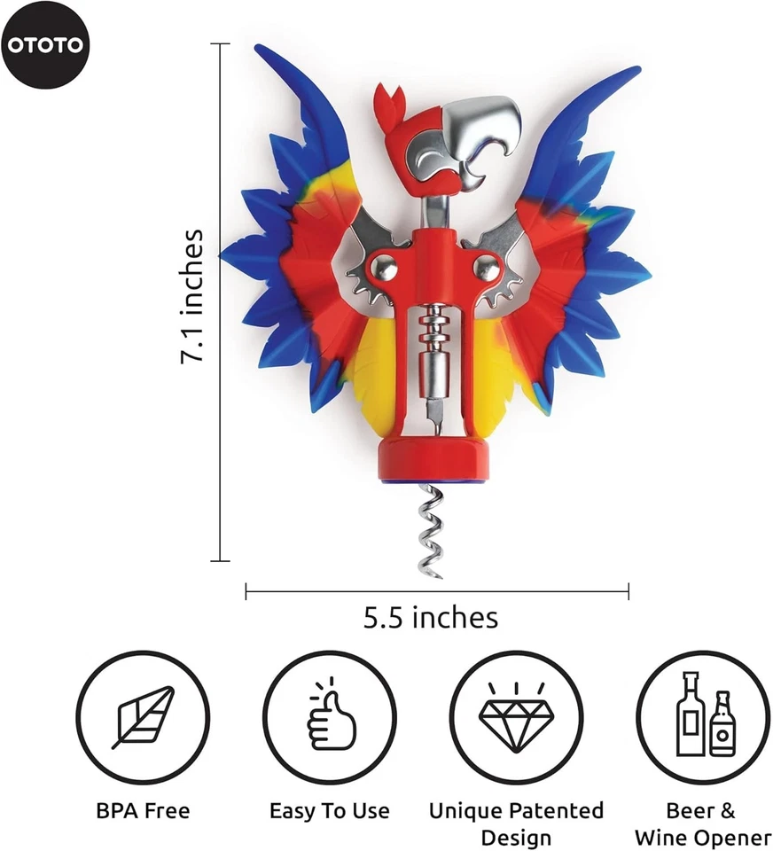 Pinot Wine Bottle Opener - Parrot Wing Corkscrews for Gifts, Bottles Manual, ... - Image 4 of 4