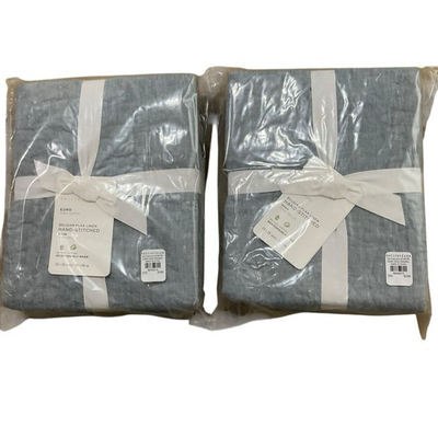 #ad Pottery Barn Set 2 Pillow Shams Euro 26quot; Square Belgian Flax Linen Chambray NEW $49.99