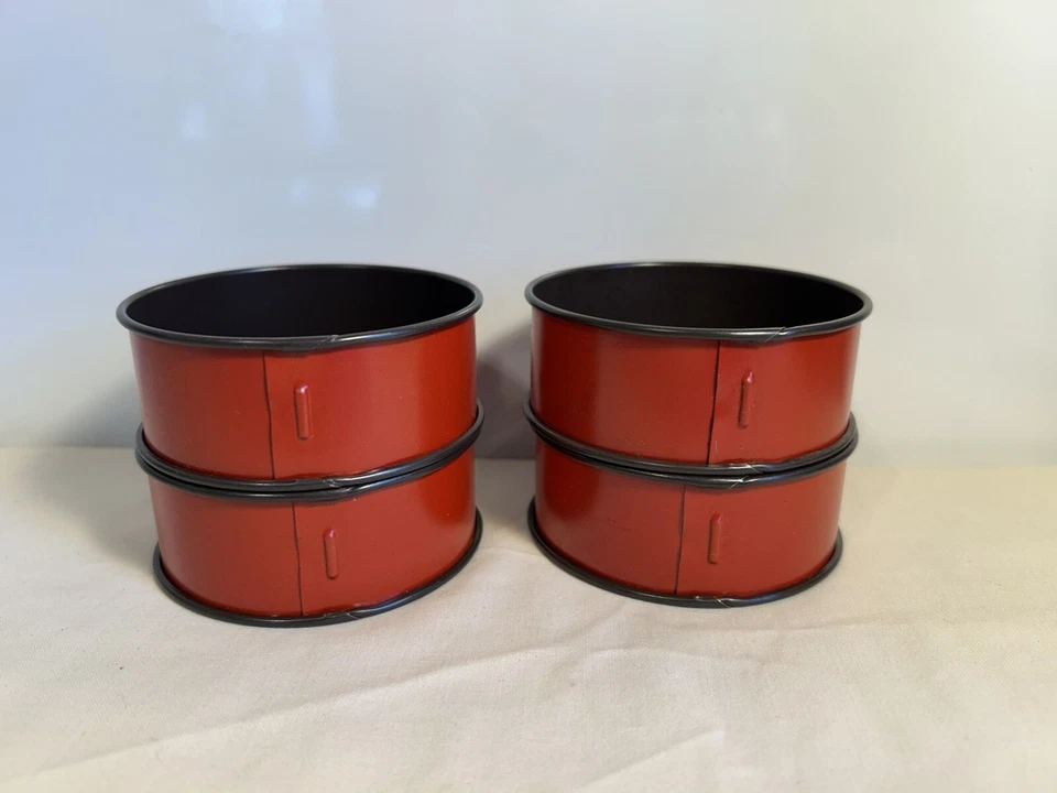 Винтажный яйцо/блин кольцо формы набор из 4 красный завтрак приготовления 1 дюйм x 3,5 дюйма - Изображение 2 из 4