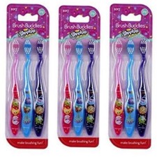 3x Brush Buddies Shopkins Kids' Toothbrush 3-Pack - Soft  total 9 toothbrushes 