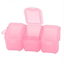 Plastic 3 Compartments Travel Pill Box Holder Storage Case Clear Pink