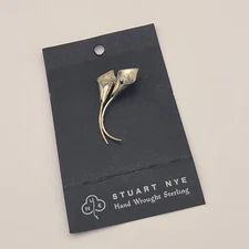 Sterling Calla Lily Brooch Stuart Nye Hand Wrought Pin 68SS W Origal Card