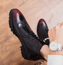 Ankle Boots Mens High Top Carved Platform Lace Up Casual Brogue Shoes
