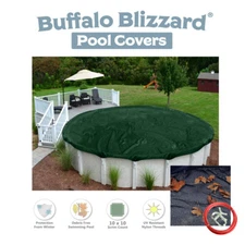 Buffalo Blizzard Round GREEN Supreme Plus Solid Winter Pool Cover & Leaf Net 
