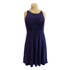 Free People Women's Blue "Lady Jane" Lace Trim Keyhole Skater Mini Dress $98 M