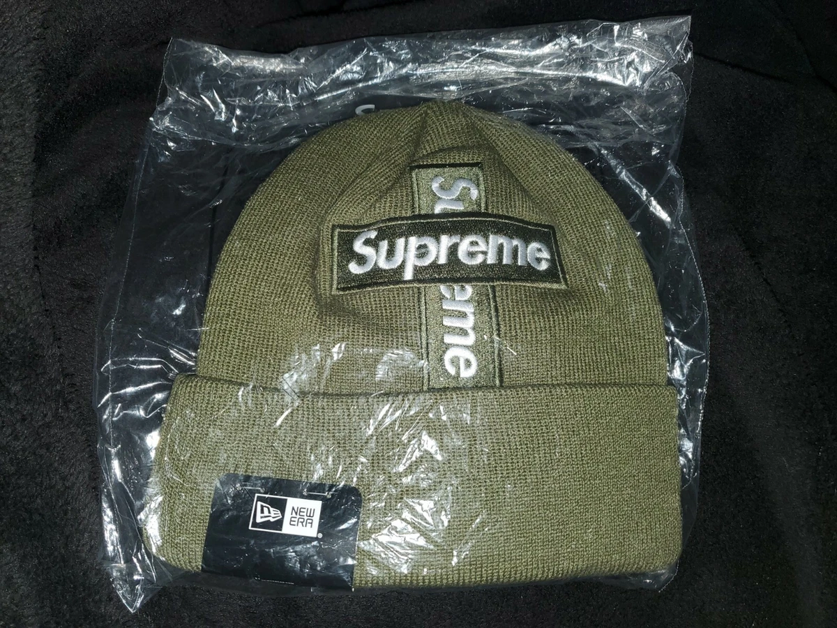 SUPREME / New Era - Cross Box Logo Beanie - OLIVE - FW20 - Hype