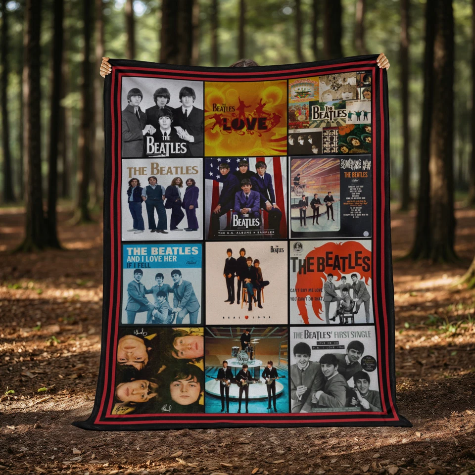 The Beatles Music Velveteen Plush Fleece Blanket Soft Cozy Home Décor Gift - Image 2 of 4