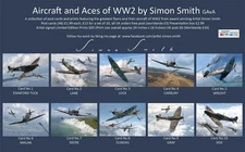 Spitfire MK1 Aces DFC collectors postcard set Battle of Britain Malan,Tuck,  