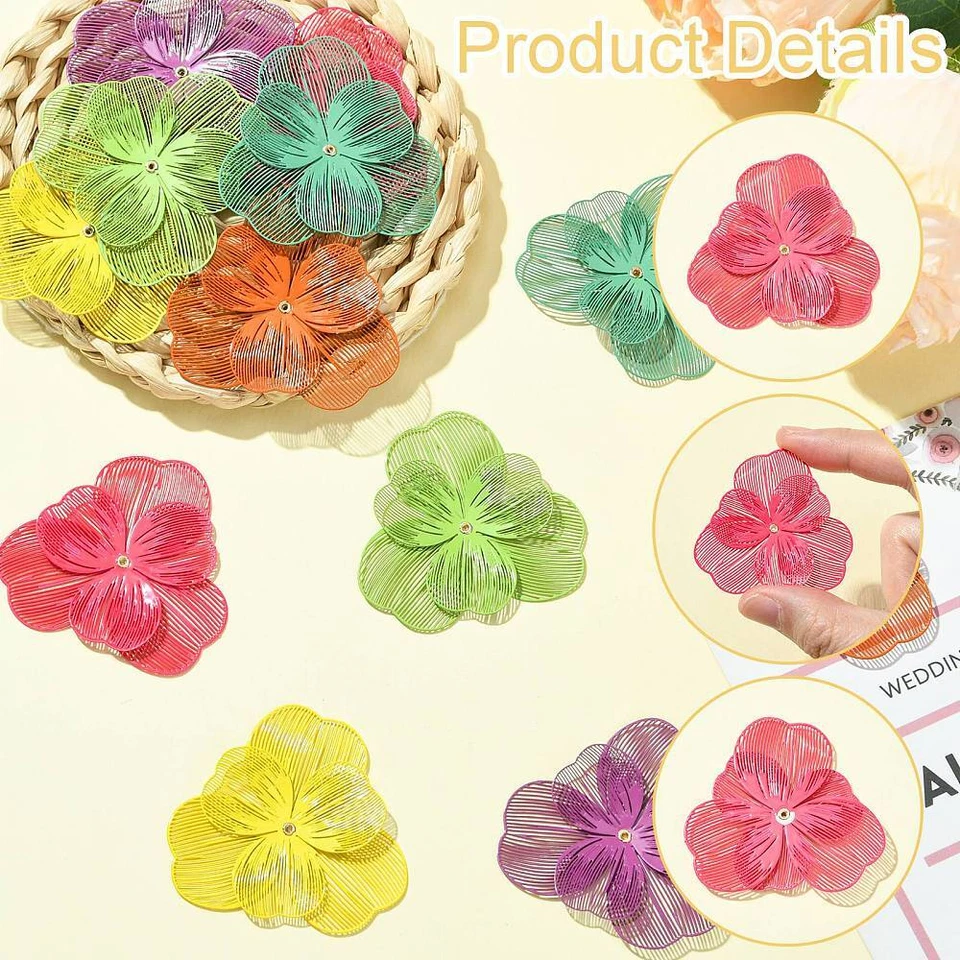 Tapas de cuentas de flores de acero inoxidable para trompeta cuentas florales para joyería 12 un. Foto 3 de 4