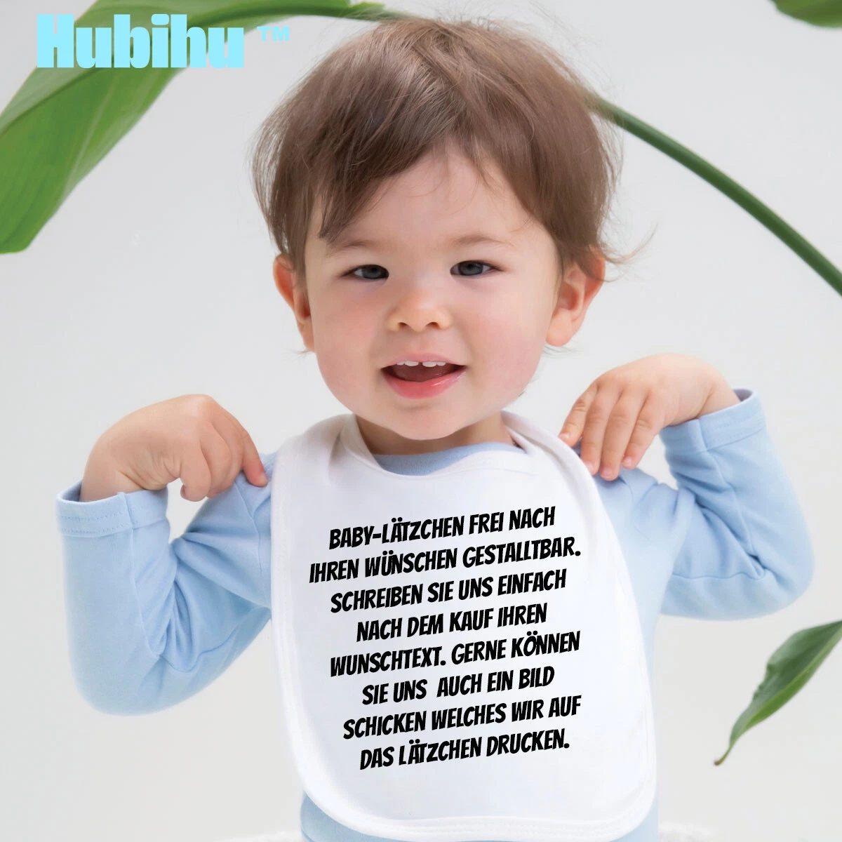 Hubihu Baby Kids Bib Bib with Hook and Loop Customizable Custom Text Image